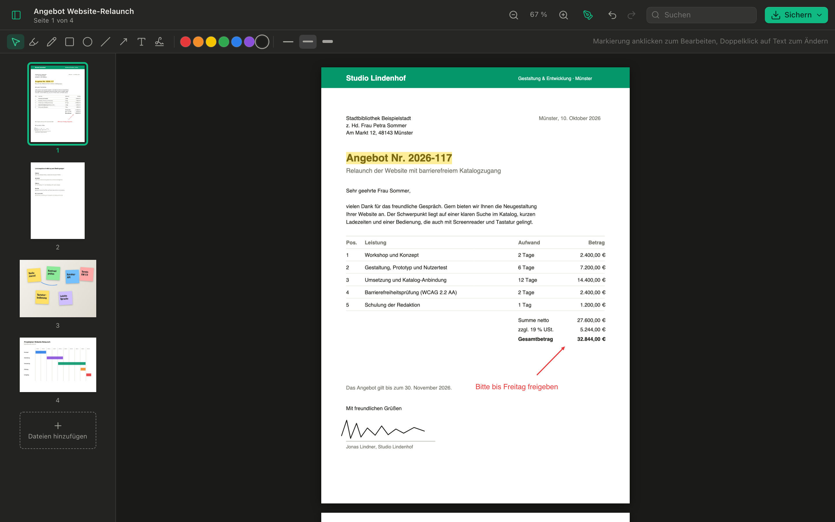 PDF Preview im dunklen Erscheinungsbild